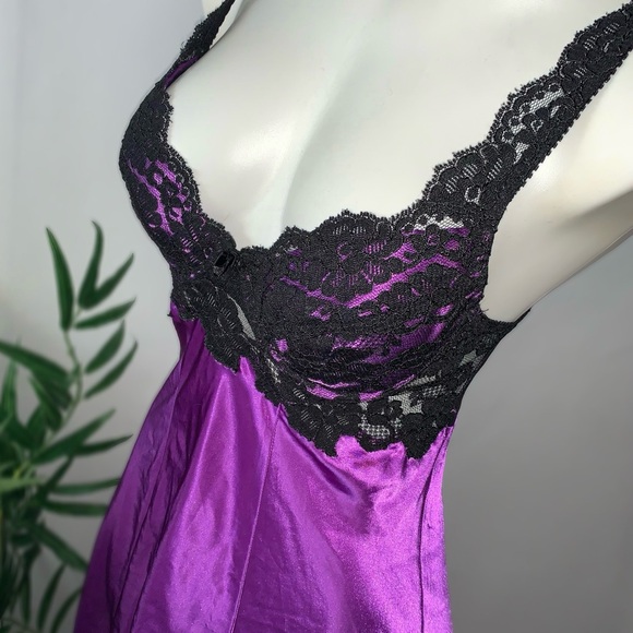 Vintage Victoria’s Secret Maxi Satin Lace Slip Dress Chemise Nightgown - Picture 2 of 11